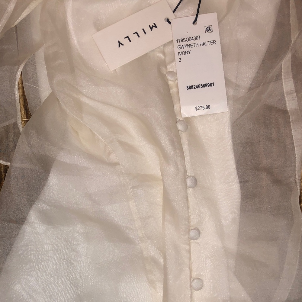 Milly Ivory 🤩 Gwyneth Halter Top with Bow - Picture 4 of 5